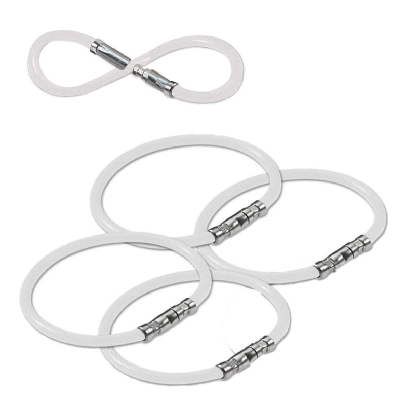 Lucky Line 5â€ Twisty Lock Key Ring, Flexible Nylon Coated Steel Wire Loop, Corrosion-Resistant and Durable, Clear, 5 Pack (8111005) - Image 1